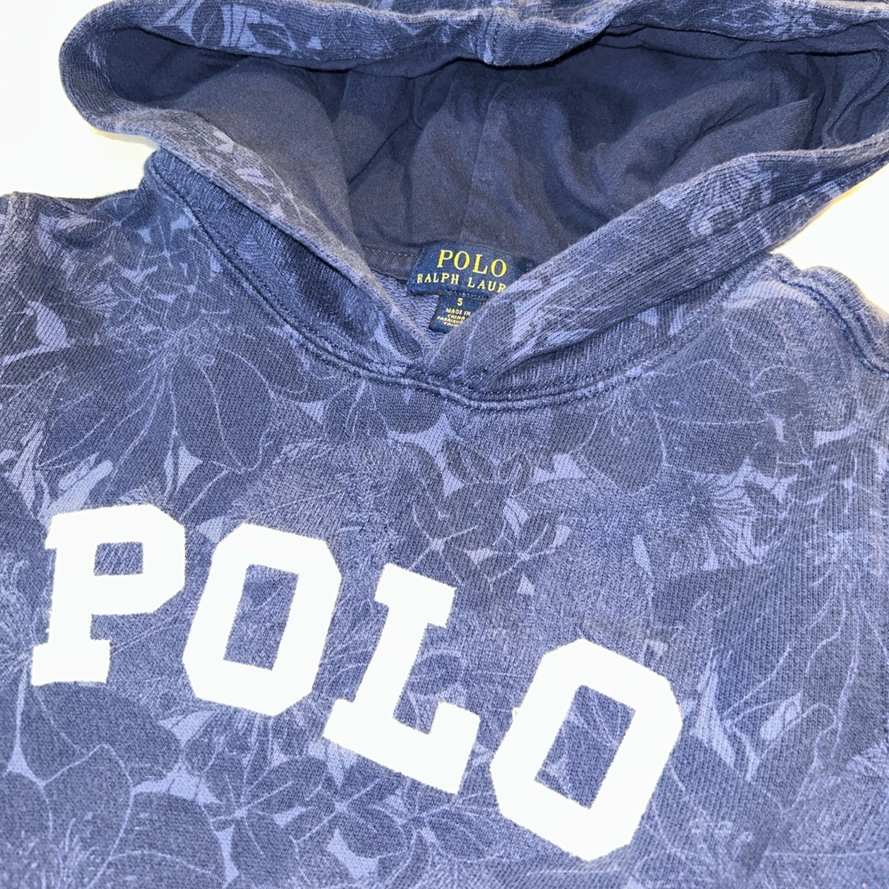 Polo Ralph Lauren Kids Boys Navy Logo Tropical Pattern Pullover Hoodie  Sz 8‎
